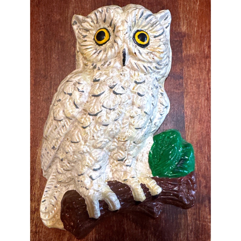 Handpainted Owl Wall Plaque Rustic Woodland Decor Vintage